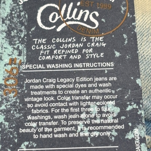 Jordan Craig Men Collins Distressed Ripped Denim Jeans 34/34 Blue Legacy Stretch - Picture 8 of 16